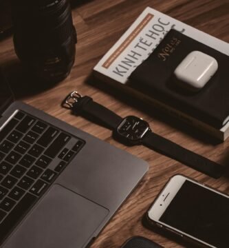 desk, workspace, office desk, laptop, smartphone, book